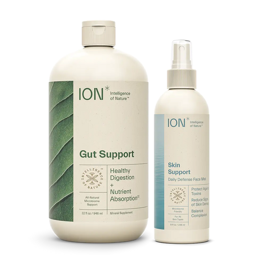 ION* Skincare Bundle Kit Featuring Gut Support Supplement and Skin Support Supplement Bottles