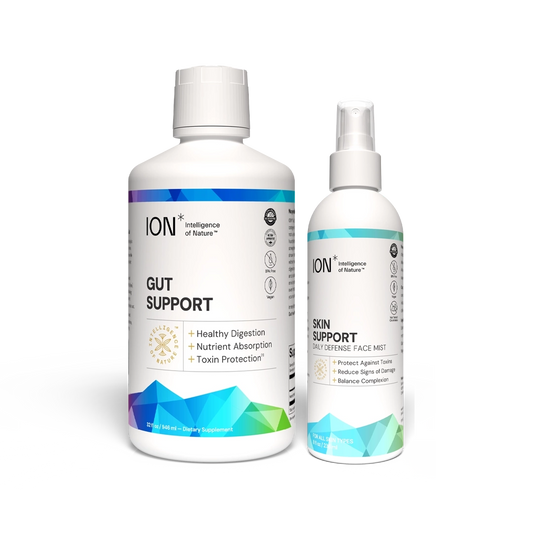 ION* Skincare Bundle Kit Featuring Gut Support Supplement and Skin Support Supplement Bottles