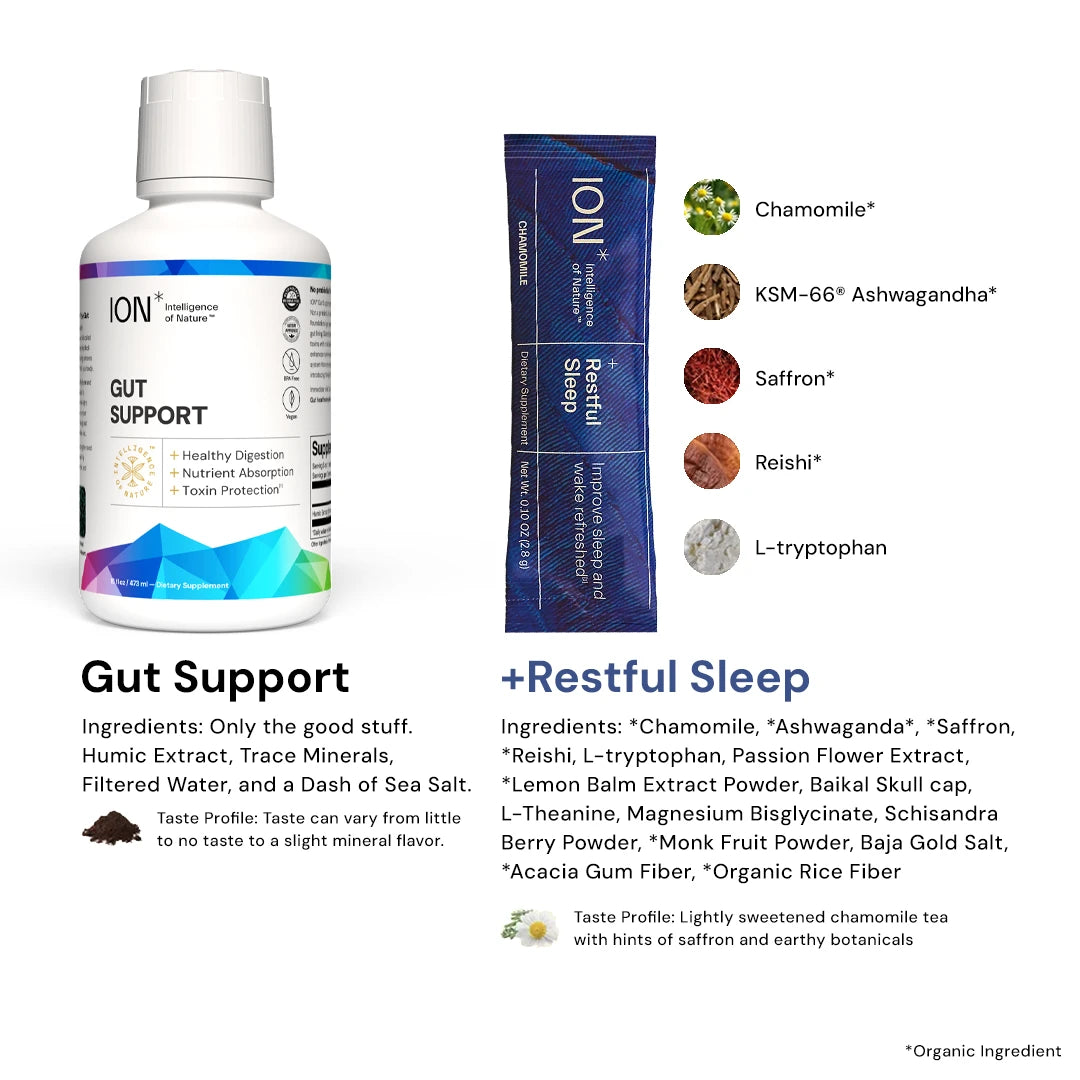 ION Gut Support + Restful Sleep ingredients