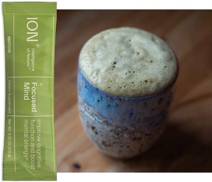 Mug full of ION Focused Mind latte