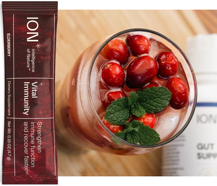 Glass full of Cranberry ION* Vital Immunity drink