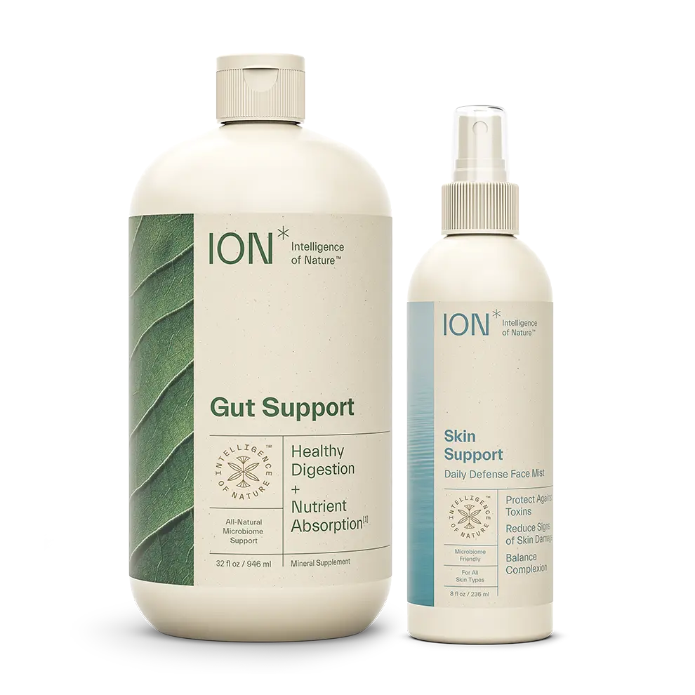 ION* Skincare Bundle Kit Featuring Gut Support Supplement and Skin Support Supplement Bottles